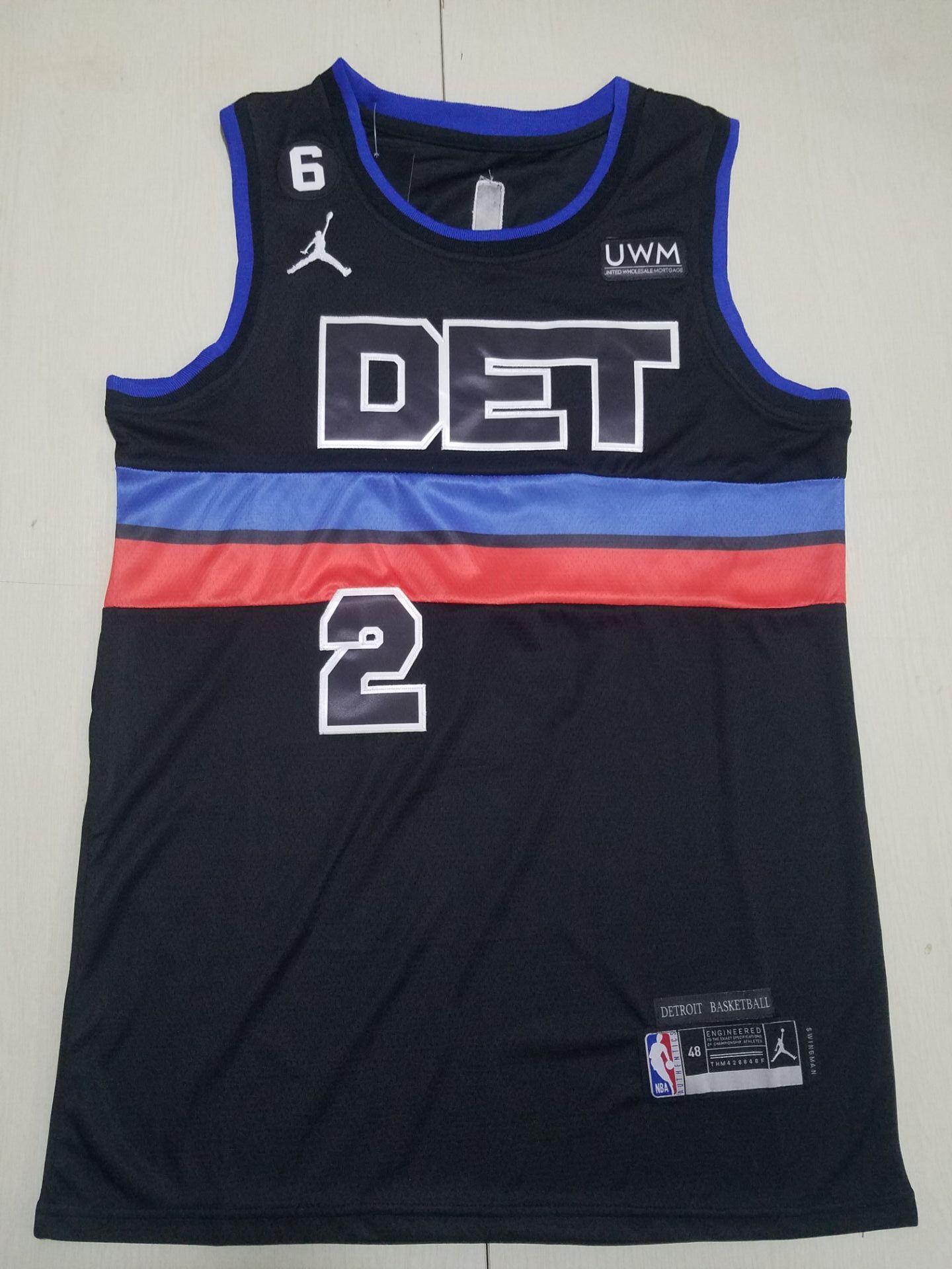 Men Detroit Pistons #2 Cade Cunningham Jordan Brand Black 2022 NBA Jersey->boston celtics->NBA Jersey